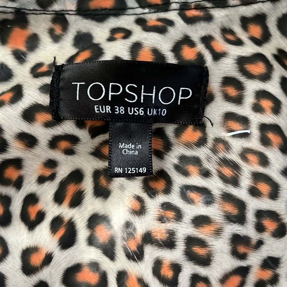 Topshop Leopard clear transparent rain coat size 6 - Picture 3 of 6